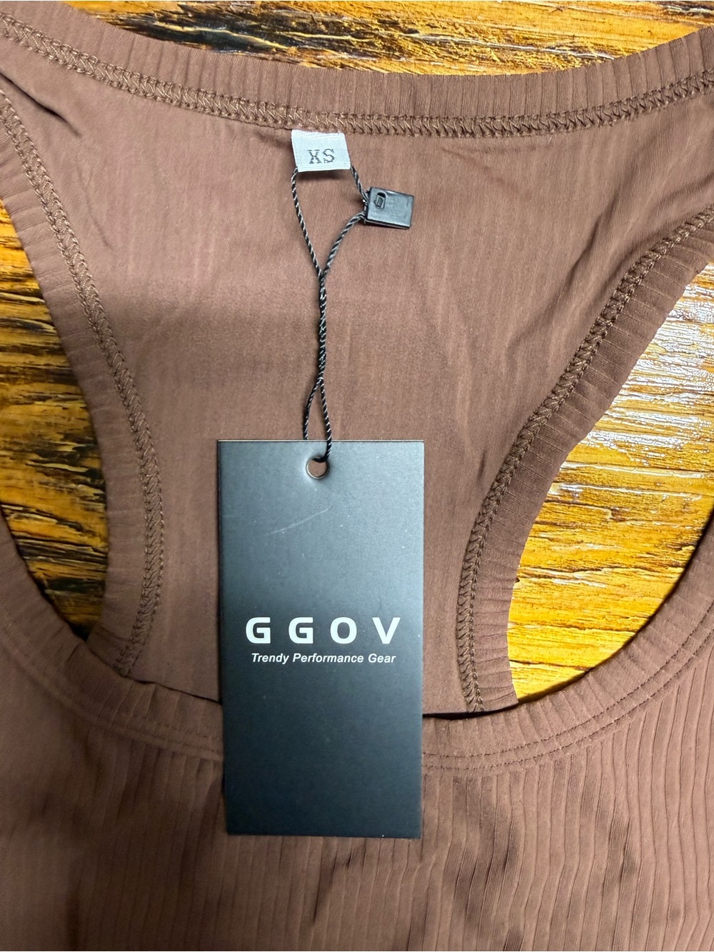Brown Ribbed Racerback Tank Top - Picture 2 of 6